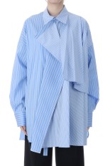 Asymmetrical Draped Shirt - BLUE (21261315802)