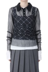 Three-Piece Sheer Polo Top - BLACK (21261415201)