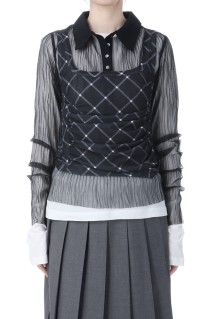 Three-Piece Sheer Polo Top - BLACK (21261415201)