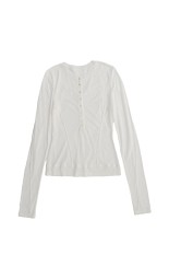 Henley Neck Sheer Top - WHITE (21261415204)