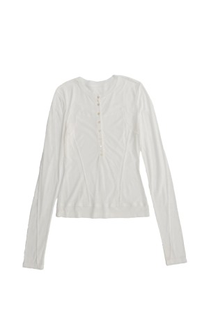 Henley Neck Sheer Top - WHITE (21261415204)