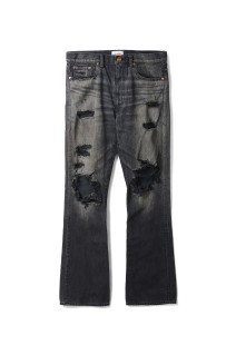 Distressed Slim Bootcut Jeans - BLACK (G16PT040)