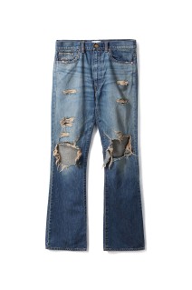 Distressed Slim Bootcut Jeans - INDIGO (G16PT040)