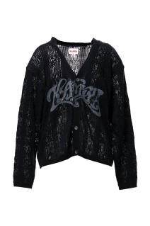 WAVY KAMIYA Printed Silk Lace Knit Cardigan - BLACK (G16CD059)