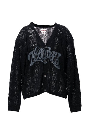WAVY KAMIYA Printed Silk Lace Knit Cardigan - BLACK (G16CD059)