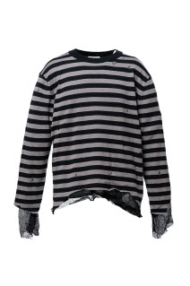 Layered Horizontal Striped Knit - BLACK (G16PO066)