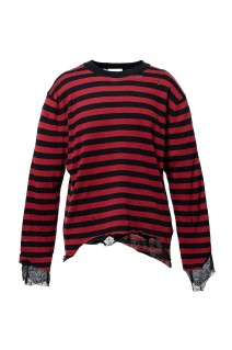 Layered Horizontal Striped Knit - RED (G16PO066)