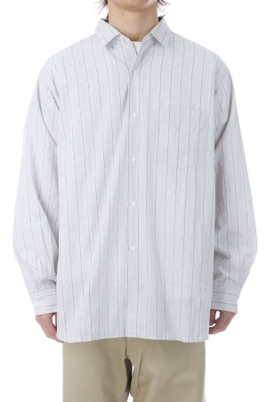 Regular Collar Stripe Wind Shirt - Gray (S26SG086)