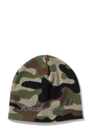 RHINESTONED SCRIPT SINGLE BEANIE - WOODLAND CAMO (BEPSS26AC41)