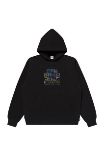 CAMOUFLAGED RHINE STONED OG LABEL HOODIE - BLACK (BEPSS26CS02)