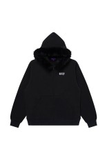3 LETTER OE FUR HOODED ZIP HOODIE - BLACK (BEPSS26CS10)
