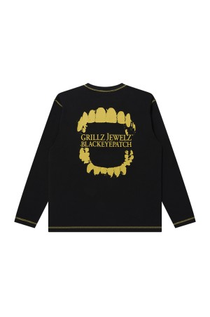 GRILLZ JEWELZ GOLDTEETH THERMAL L/S TEE - BLACK (BEPSS26LT09)