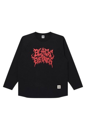 GRINDCORE LOGO RAGLAN L/S TEE - BLACK / RED (BEPSS26LT10)