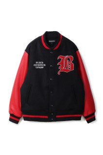 OE BIG B MELTON VARSITY JACKET - BLACK / RED (BEPSS26OT01)