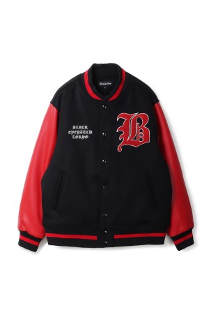 OE BIG B MELTON VARSITY JACKET - BLACK / RED (BEPSS26OT01)