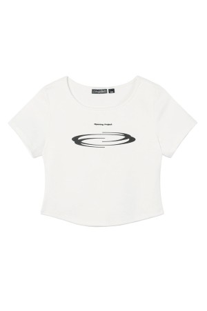 W Squareneck Cropped Symbol T Shirt  - WHITE (OP252WTS09WH00)