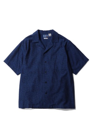 Indigo Mizu-hiki Jacquard S/S Shirts - INDIGO (1018926)