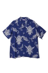 TIKI S/S RAYON HAWAIIAN SHIRT - NAVY (SS39611 )