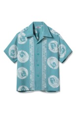 ORIENTAL BORDER S/S RAYON HAWAIIAN SHIRT - BLUE (SS39629)