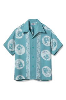 ORIENTAL BORDER S/S RAYON HAWAIIAN SHIRT - BLUE (SS39629)
