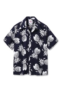 DUKE KAHANAMOKU / DUKE'S PINEAPPLE S/S RAYON HAWAIIAN SHIRT - NAVY (DK36201)