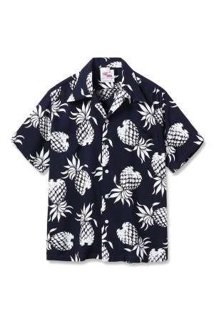 DUKE'S PINEAPPLE DUKE KAHANAMOKU S/S RAYON HAWAIIAN SHIRT - NAVY (DK36201)