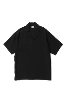 LINEN SKIPPER POLO SHIRT - BLACK (YK26SS01291SH)