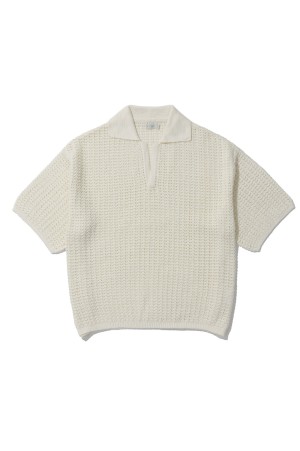 MESH KNIT SKIPPER POLO SHIRT - ECRU (YK26SS01298S)