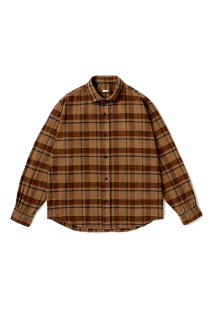 Vintage Cotton Silk Nep Twill Check Shirts - BROWN (26AAP-02-07)