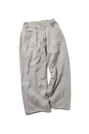 RECYCLED WASTE SUVIN COTTON YARI 11.50z. DENIM SPOCKET WIDE PANT'S VINTAGE WASHED - GRAY (GL42621H)
