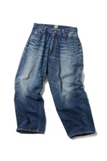 RECYCLED WASTE SUVIN COTTON YARI 11.50z. DENIM SPOCKET WIDE PANT'S VINTAGE WASHED - NAVY (GL42621H)