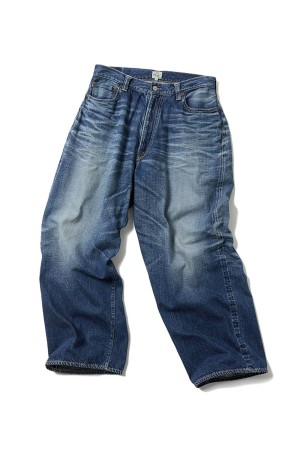 RECYCLED WASTE SUVIN COTTON YARI 11.50z. DENIM SPOCKET WIDE PANT'S VINTAGE WASHED - GRAY (GL42621H)