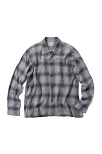 COTTON/SILK NEL CHECK OPEN SHIRT - GRAY (GL29646)