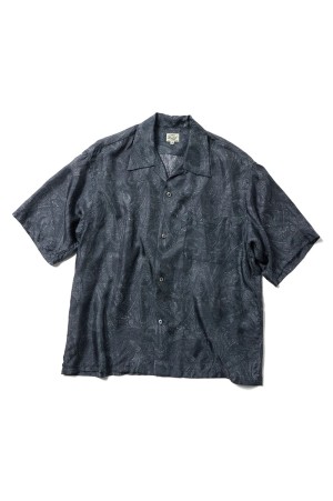 PAISLEY PATTERN SILK TWILL S/S OPEN T-SHIRTS - BLACK (GL39651)