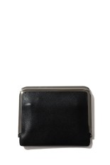 Framed Leather Half Wallet - BLACK (SILVER) (MSA-HW-BLK)