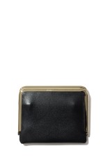 Framed Leather Half Wallet - BLACK (GOLD) (MSA-HW-BLK)