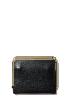 Framed Leather Half Wallet - BLACK (GOLD) (MSA-HW-BLK)
