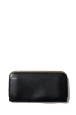 Framed Leather Long Wallet - BLACK (GOLD) (MSA-LW-BLK)