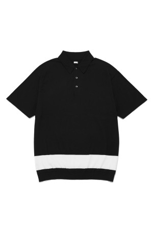 KNIT POLO SHORT SLEEVE / BLACK (SQ-26SS-KN-02)