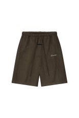 Suede Fleece Signature Relaxed Sweatshort W/ Piping - BROWN (160SP264892F)