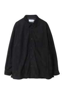 Cow Nubuck Leather L/S Oversized Regular Collar Shirt - BLACK (GU261-50406)