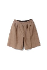 Cow Nubuck Leather Wide Shorts - TAUPE (GM261-40408)
