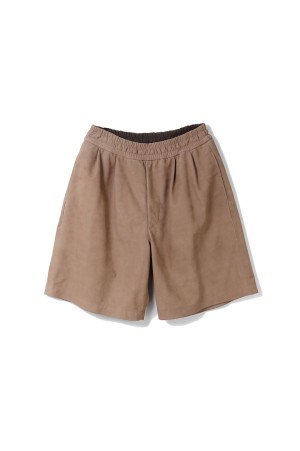 Cow Nubuck Leather Wide Shorts - TAUPE (GM261-40408)