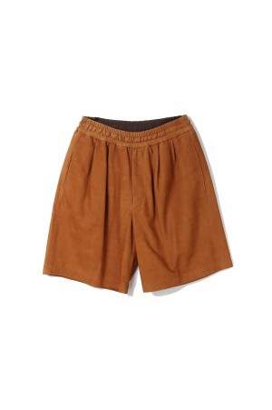 Cow Nubuck Leather Wide Shorts - BROWN (GM261-40408)