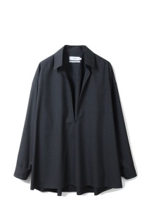 Fine Wool Heather L/S Skipper Shirt - CHARCOAL (GU261-50320)