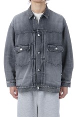 Selvage Denim Jacket - BLACK_LIGHT FADE (GU261-20054LB)
