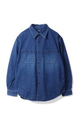 Jacquard Denim 2Pocket Work Shirts - Blue (1009899)