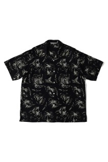 ORIGINAL PRINTED OPEN COLLAR SHIRTS (PALM TREE) Short-sleeve / BLACK (261OJ-SH23)