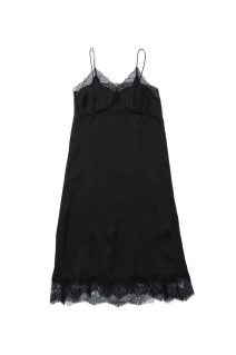Satin Lace Dress - BLACK (12610317)