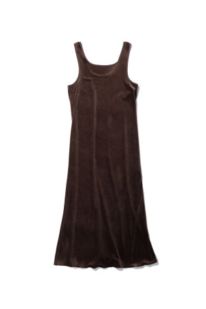 Velour Pencil Dress - BROWN (12620303)